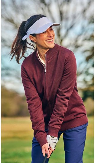 FootJoy drirelease Full-Zip Lined women's sweater, port