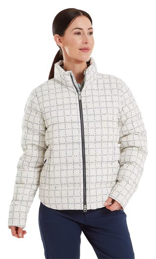 FootJoy ThermoSeries Insulated ladies jacket, off white/navy distressed plaid