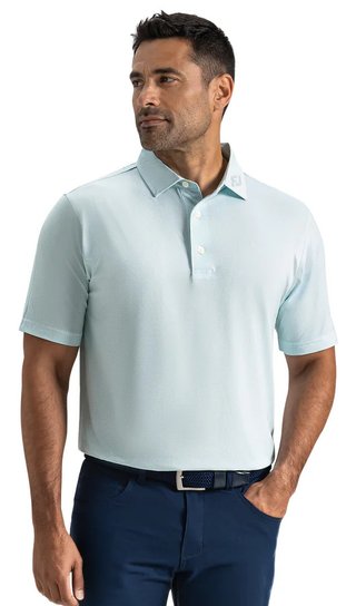 FootJoy Heritage Logo Lisle men's polo, white/mint julep