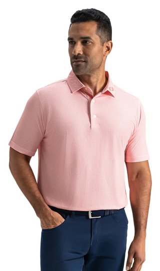 FootJoy Heritage Logo Lisle men's polo, white/peach
