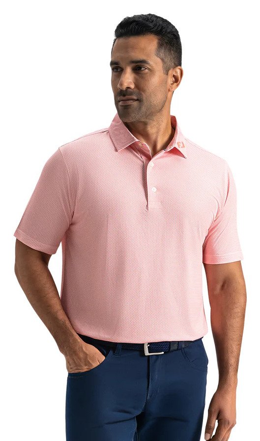 FootJoy Heritage Logo Lisle men's polo, white/peach