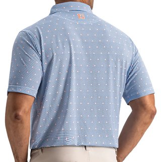 FootJoy Order Geometric Lisle men's polo, white/riviera/peach