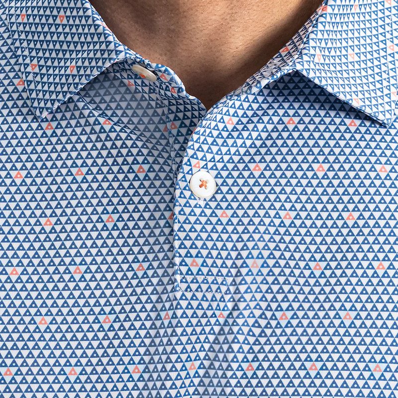 FootJoy Order Geometric Lisle men's polo, white/riviera/peach