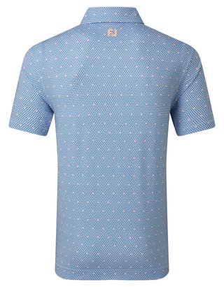 FootJoy Order Geometric Lisle men's polo, white/riviera/peach
