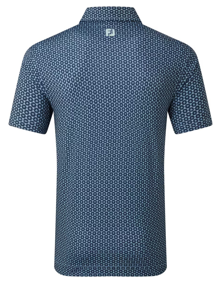 FootJoy Vegas Marker Lisle men's polo, mint julep/navy/wizard blue