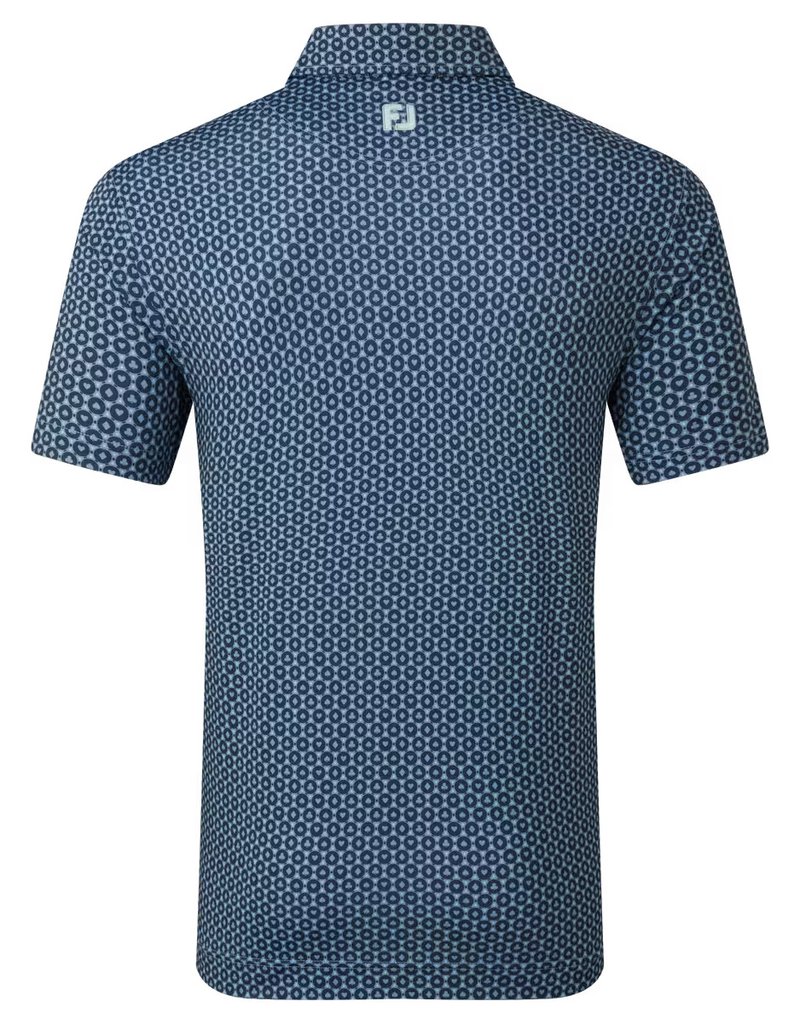FootJoy Vegas Marker Lisle men's polo, mint julep/navy/wizard blue