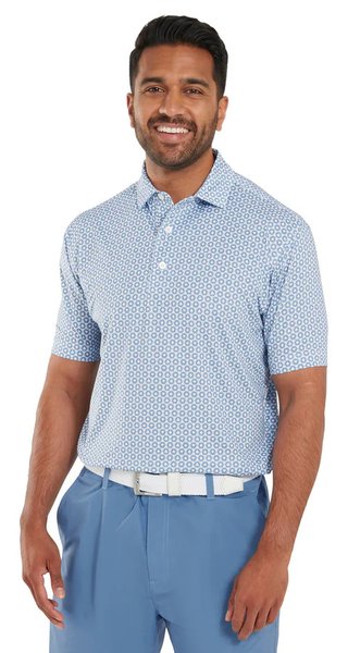 FootJoy Vegas Marker Lisle men's polo, white/riviera/peach