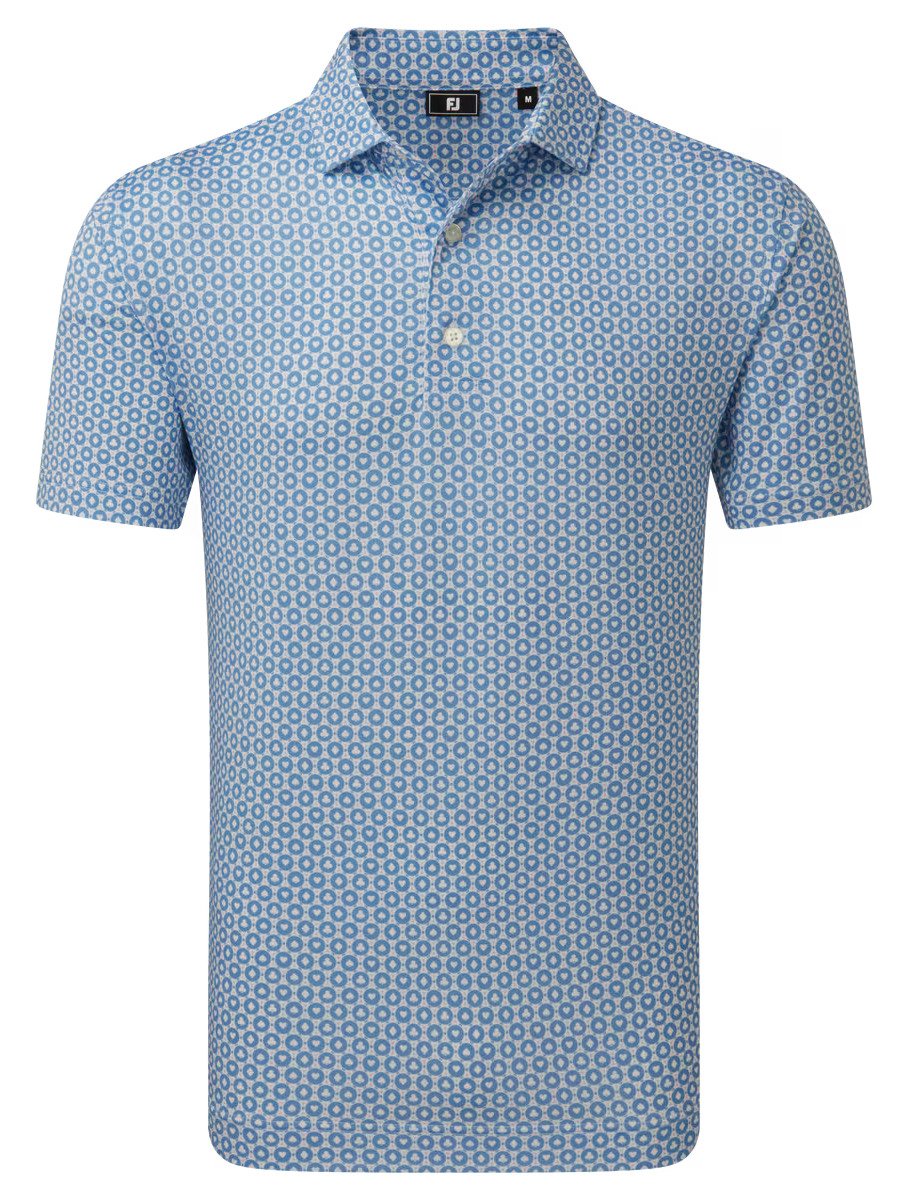 FootJoy Vegas Marker Lisle men's polo, white/riviera/peach