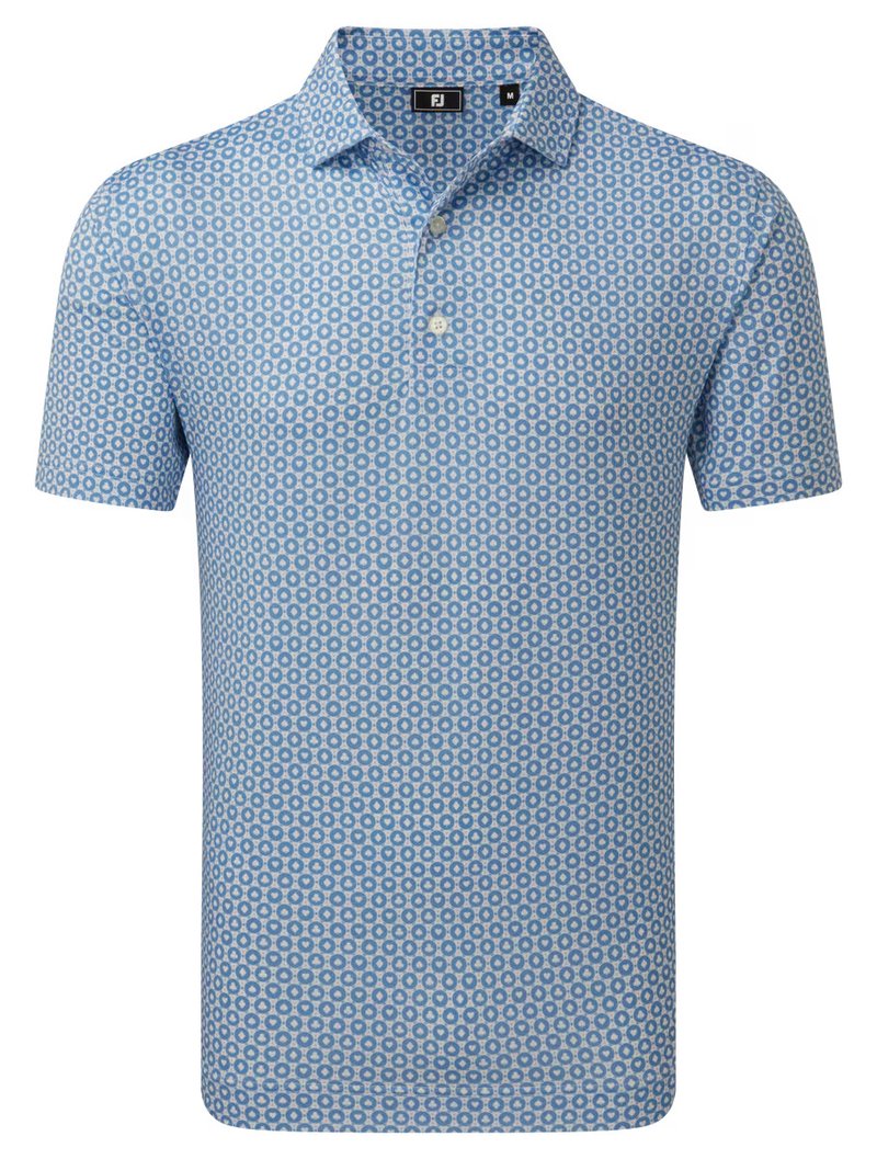 FootJoy Vegas Marker Lisle men's polo, white/riviera/peach