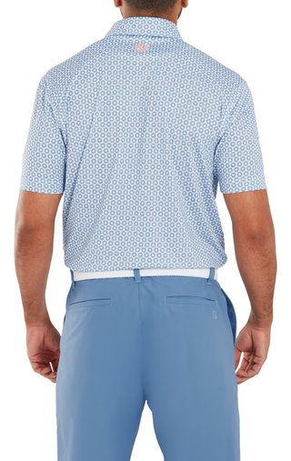 FootJoy Vegas Marker Lisle men's polo, white/riviera/peach