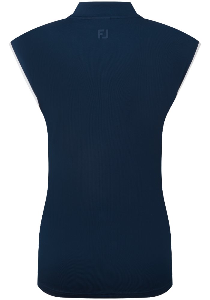 FootJoy Mock Neck Snap Front women's polo, navy/white