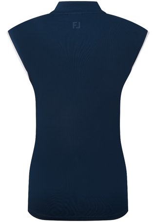 FootJoy Mock Neck Snap Front women's polo, navy/white