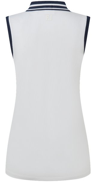 FootJoy Contrast Rib Knit Sleeveless women's polo, white/navy