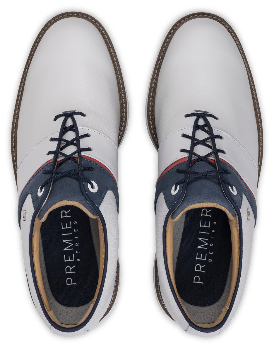 FootJoy Premiere Series - Packard men's golf shoes, white/blue/nantucket red