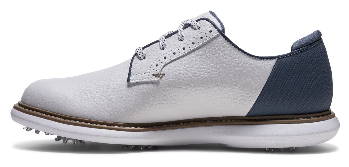 FootJoy FJ Traditions Blucher men's golf shoes, white/blue/tan