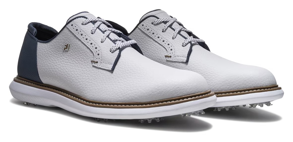 FootJoy FJ Traditions Blucher men's golf shoes, white/blue/tan