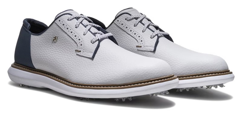 FootJoy FJ Traditions Blucher men's golf shoes, white/blue/tan