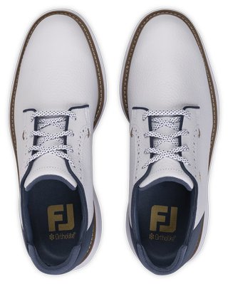 FootJoy FJ Traditions Blucher men's golf shoes, white/blue/tan