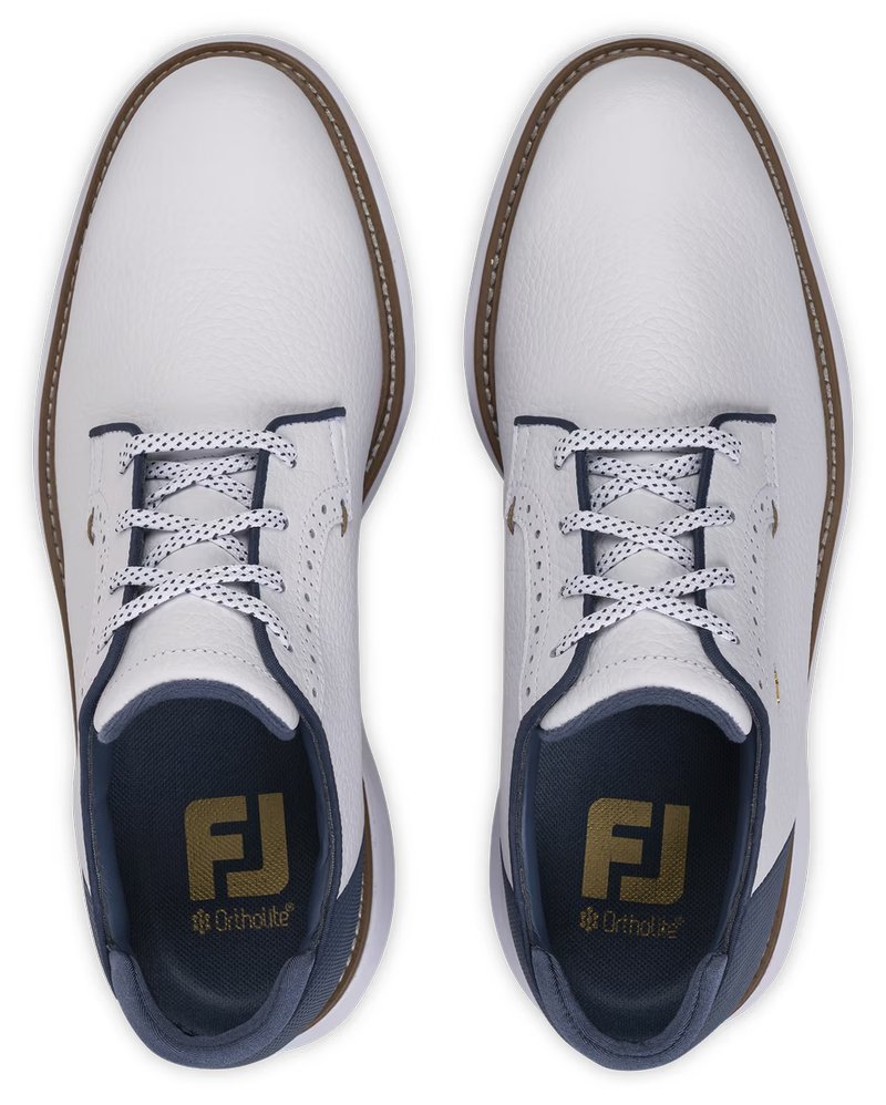 FootJoy FJ Traditions Blucher men's golf shoes, white/blue/tan