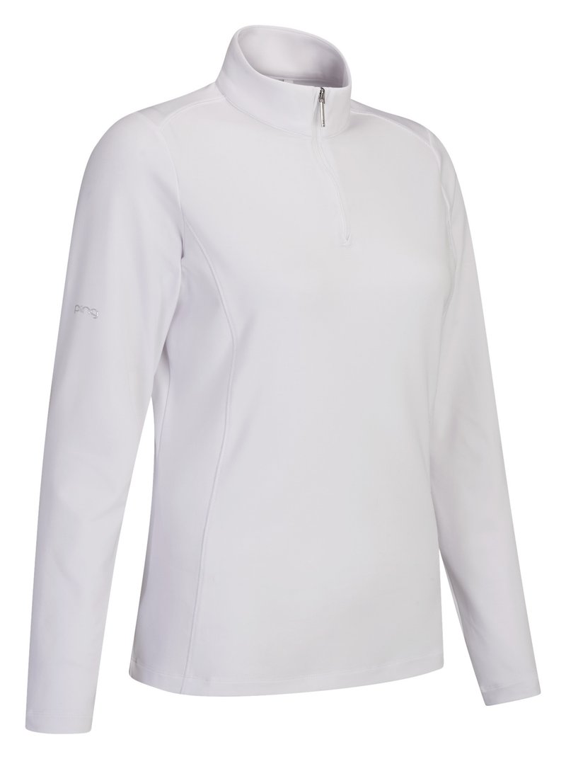 PING Aveline Half Zip long sleeved women's shirt, white