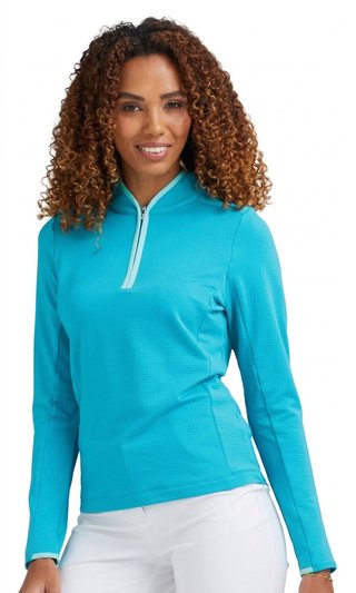 PING Abigale Performance Fleece women's sweatshirt, turquoise