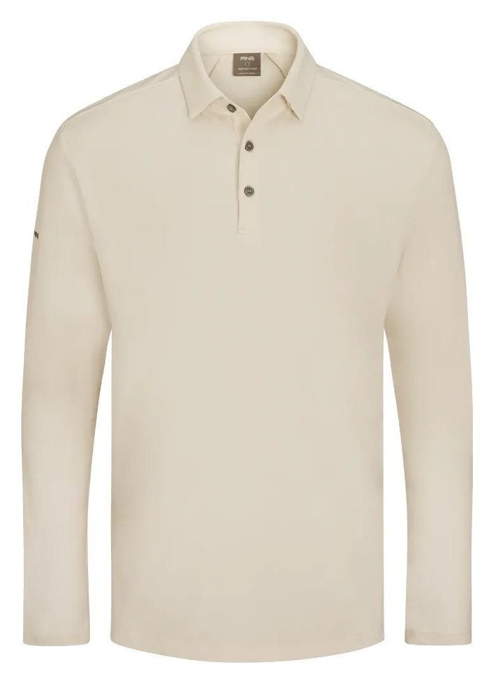 PING Demitri Longsleeve men's polo, egret