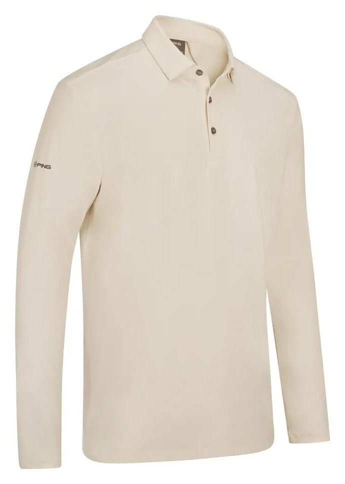 PING Demitri Longsleeve men's polo, egret