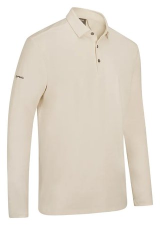 PING Demitri Longsleeve men's polo, egret