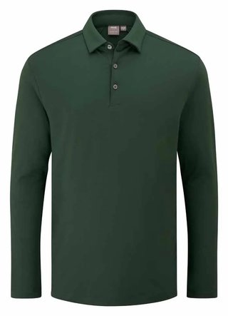 PING Demitri Longsleeve men's polo, gorse green