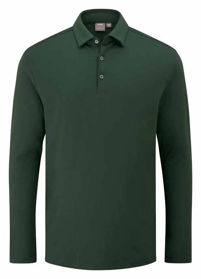 PING Demitri Longsleeve men's polo, gorse green