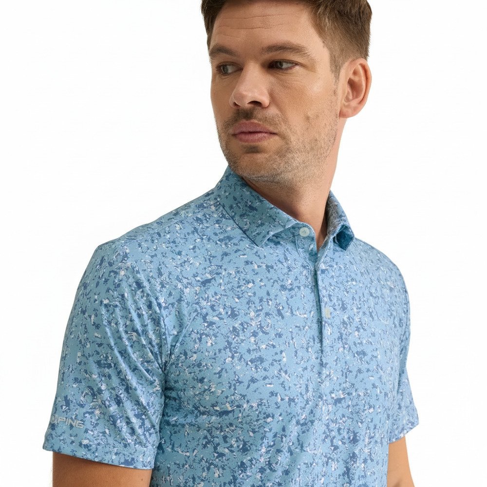 PING Gilmore men's polo, dusty blue multi