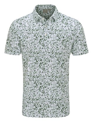 PING Gilmore mens polo, white/gorse green multi