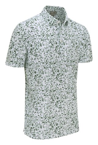PING Gilmore mens polo, white/gorse green multi
