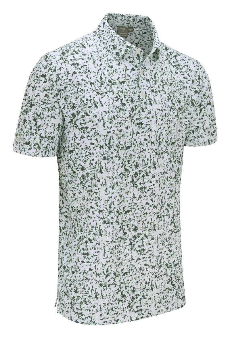 PING Gilmore mens polo, white/gorse green multi