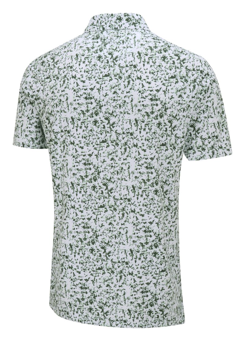 PING Gilmore mens polo, white/gorse green multi