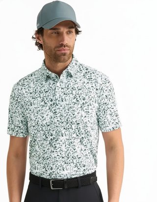 PING Gilmore mens polo, white/gorse green multi