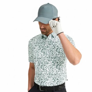 PING Gilmore mens polo, white/gorse green multi