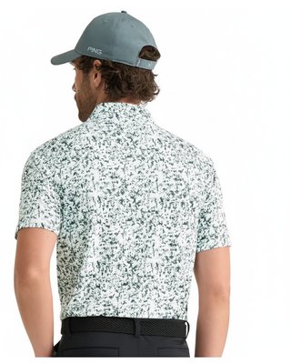 PING Gilmore mens polo, white/gorse green multi