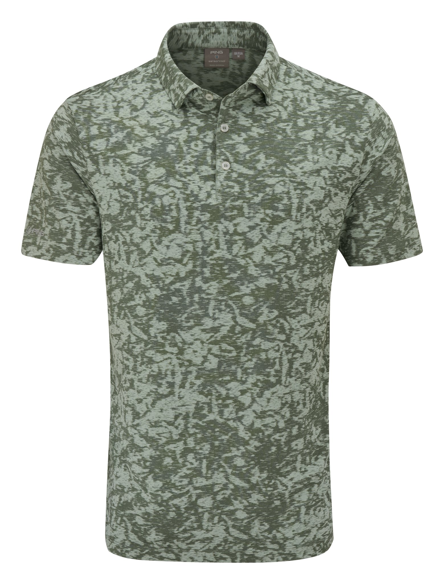 PING Marek Camo Jacquard men's polo, jade multi