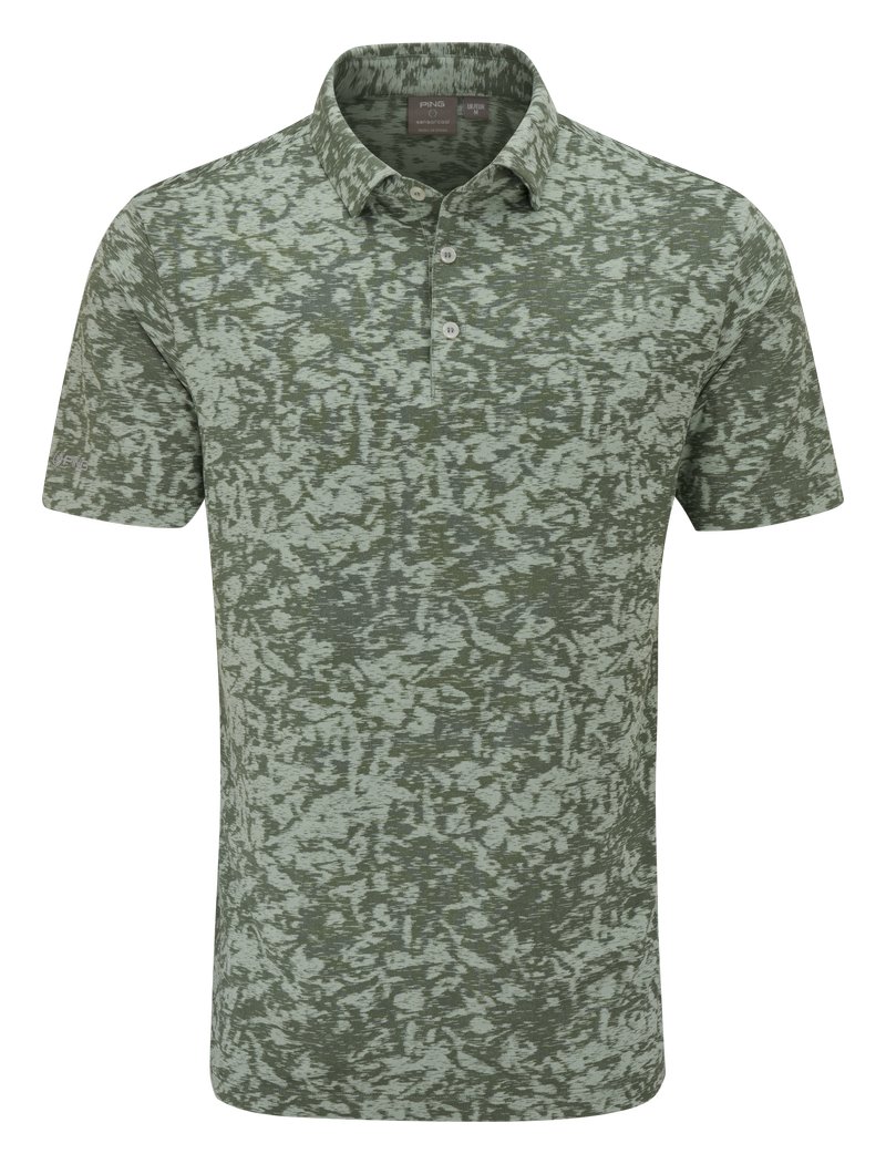 PING Marek Camo Jacquard men's polo, jade multi