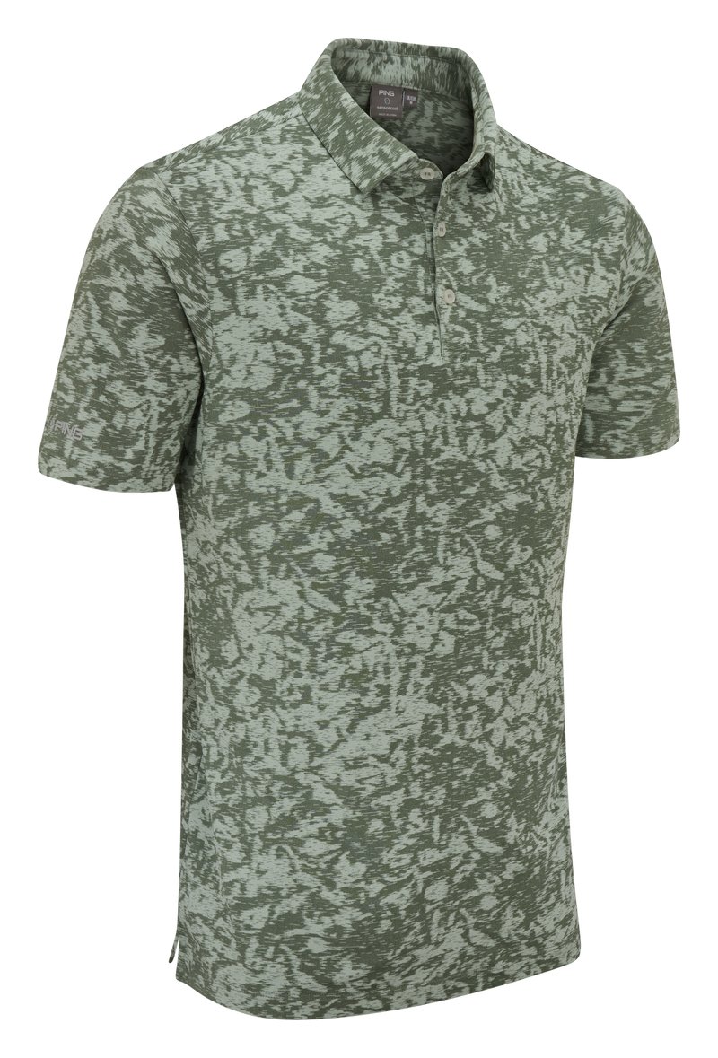 PING Marek Camo Jacquard men's polo, jade multi