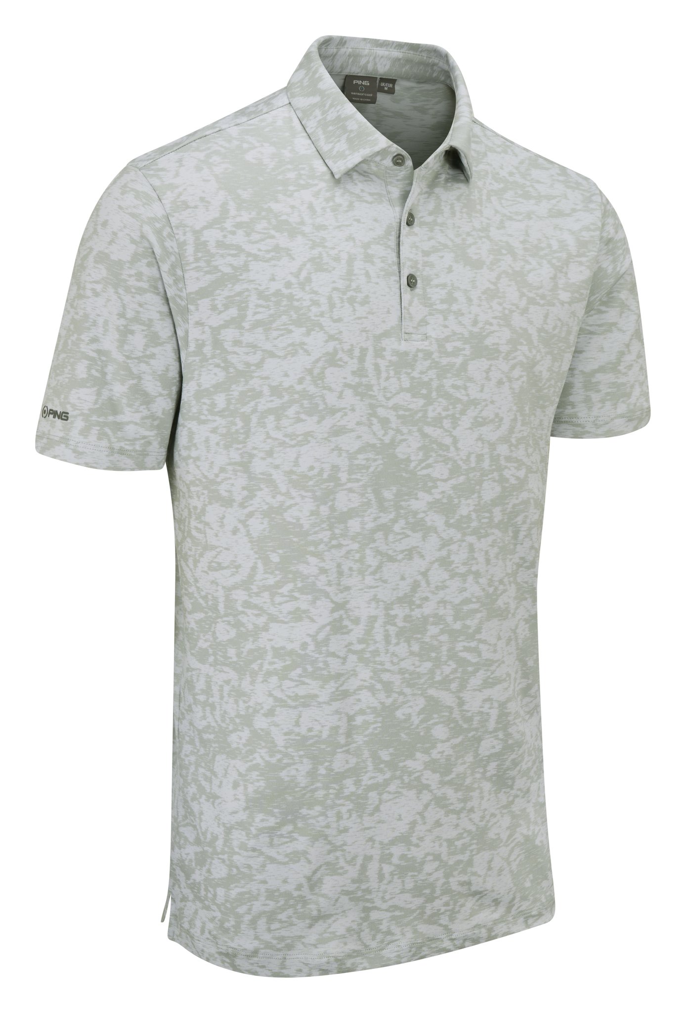 PING Marek Camo Jacquard men's polo, silver multi