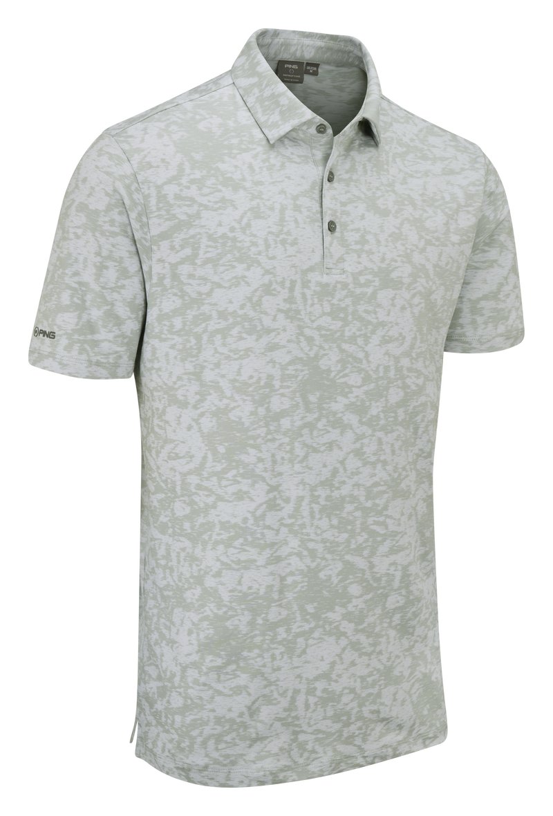 PING Marek Camo Jacquard men's polo, silver multi