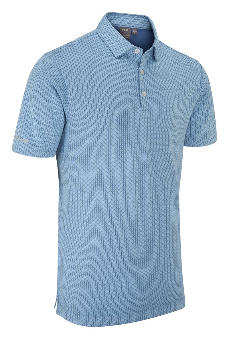 PING Hershel men's polo, dusty blue multi