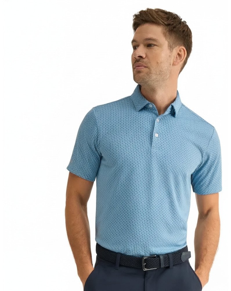PING Hershel men's polo, dusty blue multi