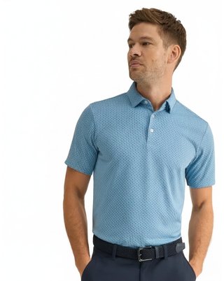 PING Hershel men's polo, dusty blue multi