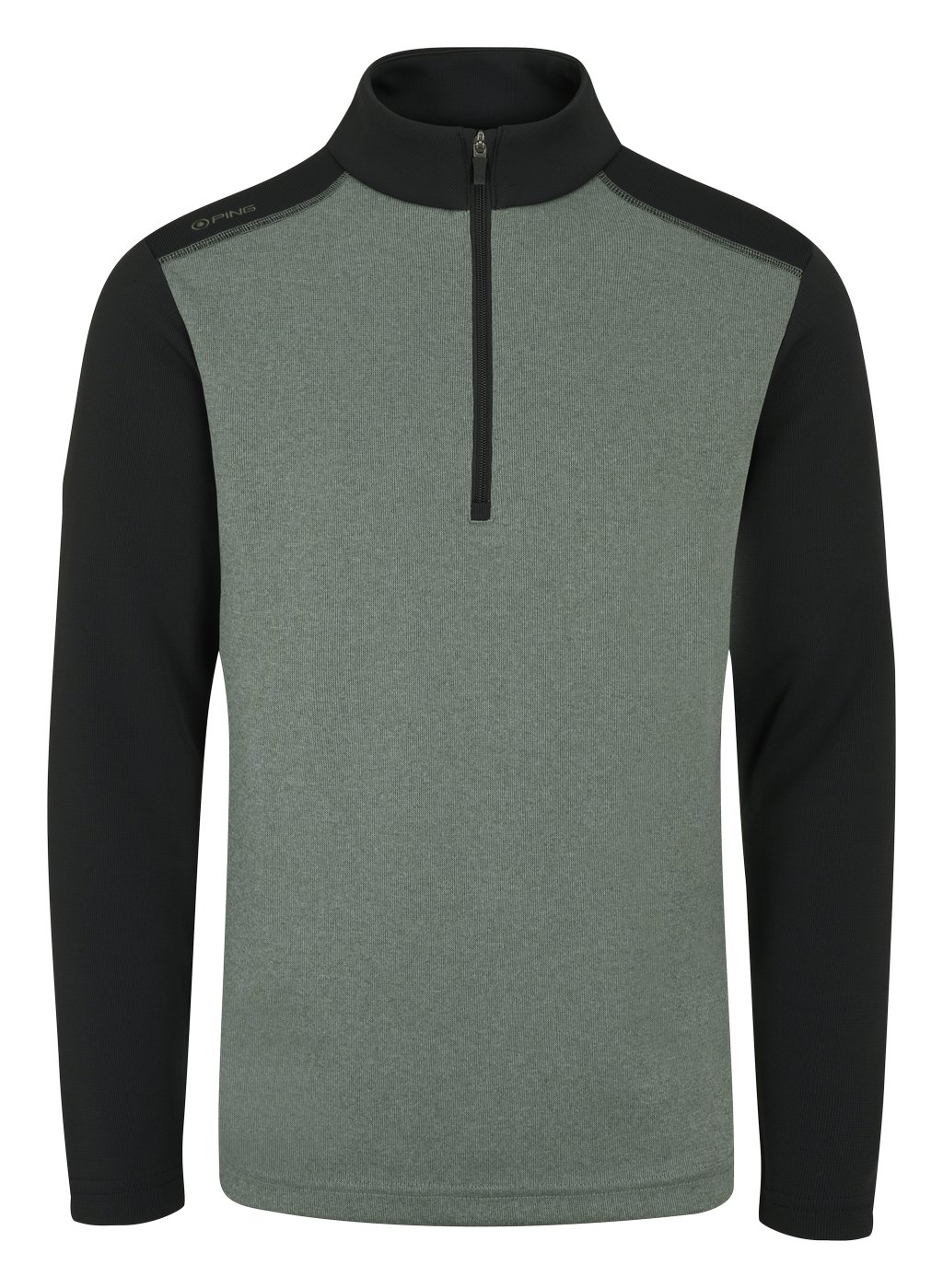 PING Ramsey half zip ribbed fleece men's pullover, laurel marl/black