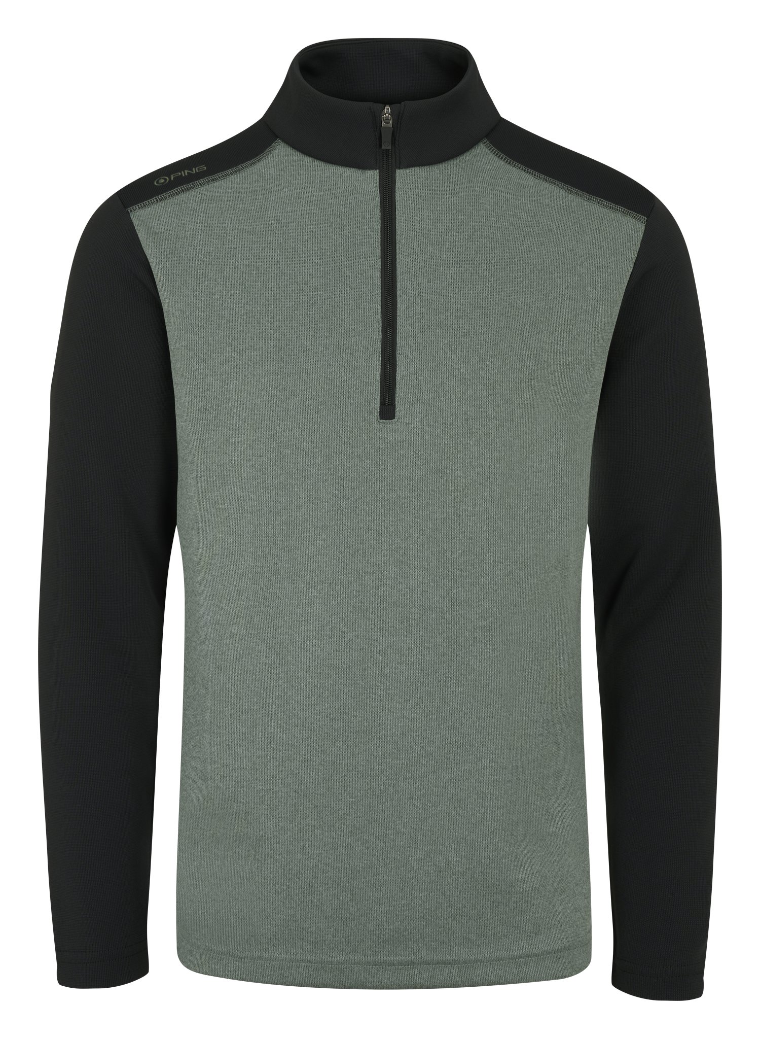 PING Ramsey half zip ribbed fleece men's pullover, laurel marl/black