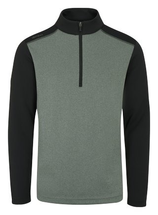 PING Ramsey half zip ribbed fleece men's pullover, laurel marl/black