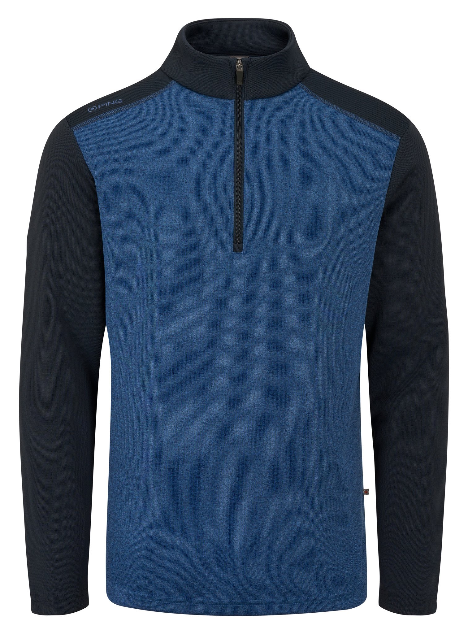 PING Ramsey half zip ribbed fleece men's pullover, inky marl/navy